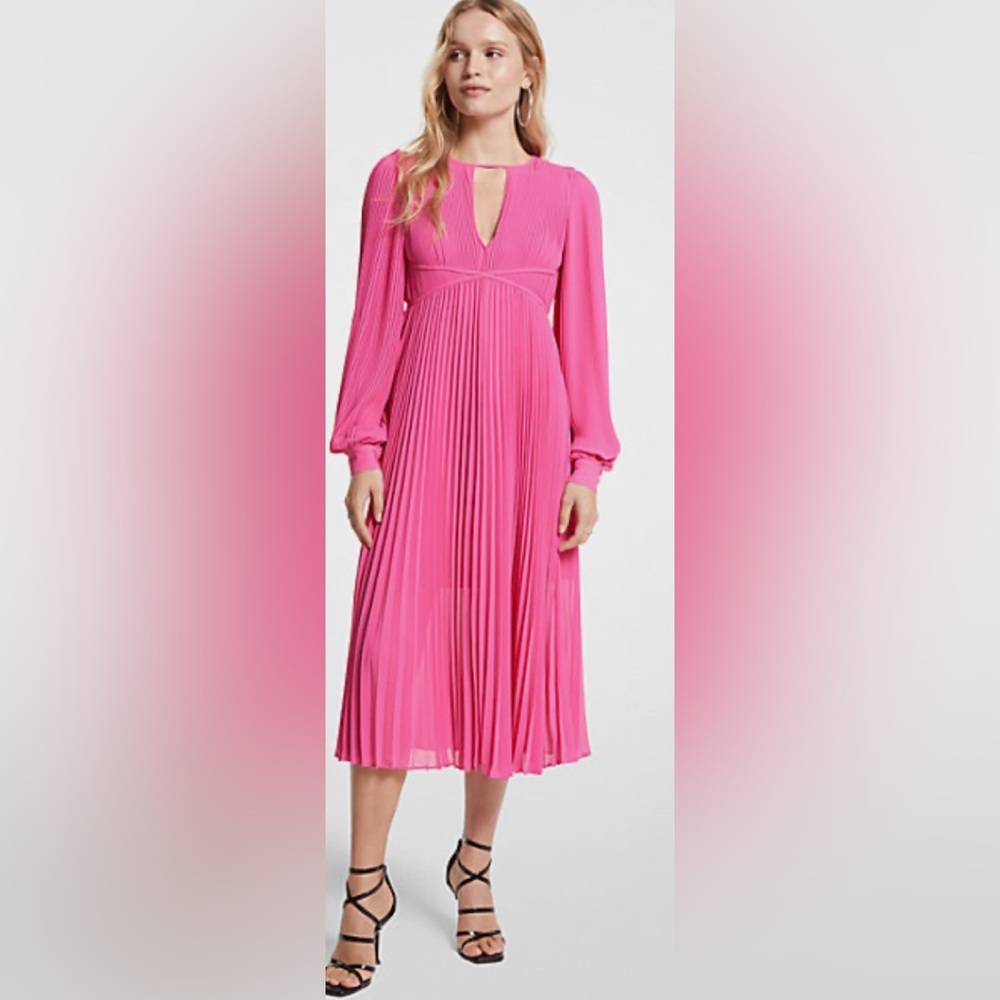Michael Kors Cerise Pleated Georgette Dress-Size Large